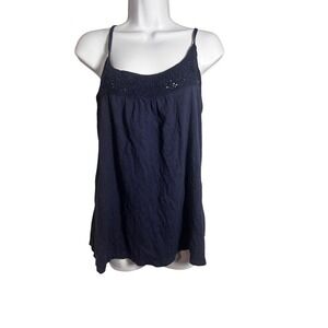 Vintage 2010 Aerie Navy Crochet Lace Babydoll Cami OG Bird Logo Boho Indie XL